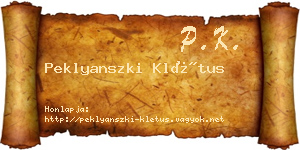 Peklyanszki Klétus névjegykártya